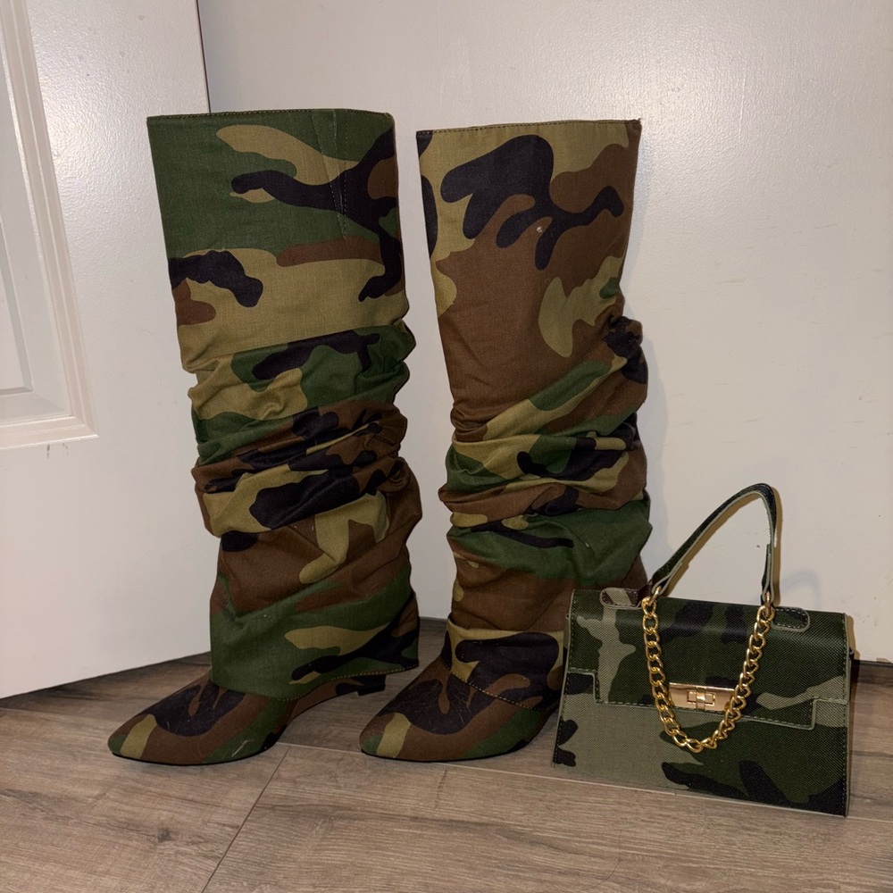 Camo boots and matching bag SET